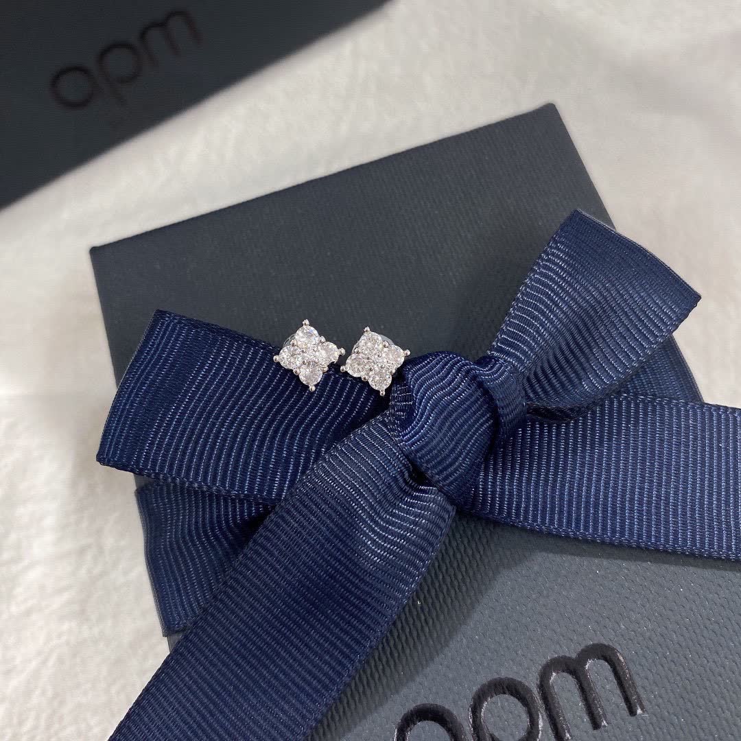 APM Monaco Opm Silver Plated Cubic Zirconia Stud Earrings